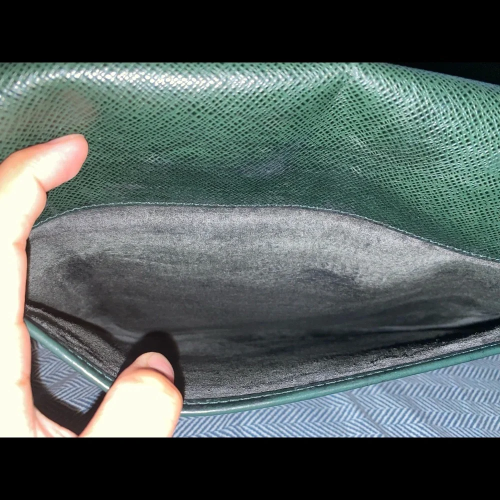 Authentic clutch bag purse green vintage